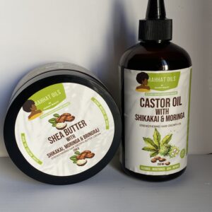 strengthening castor and shea hair oil and cream set
