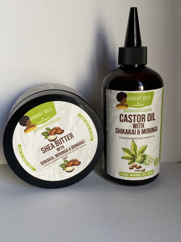 strengthening castor and shea hair oil and cream set
