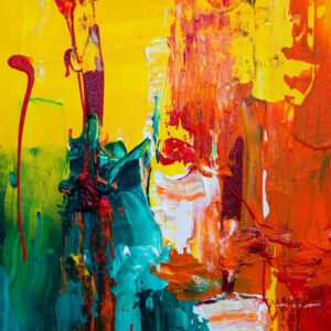 Colorful abstract painting with vibrant textures and bold acrylic strokes.